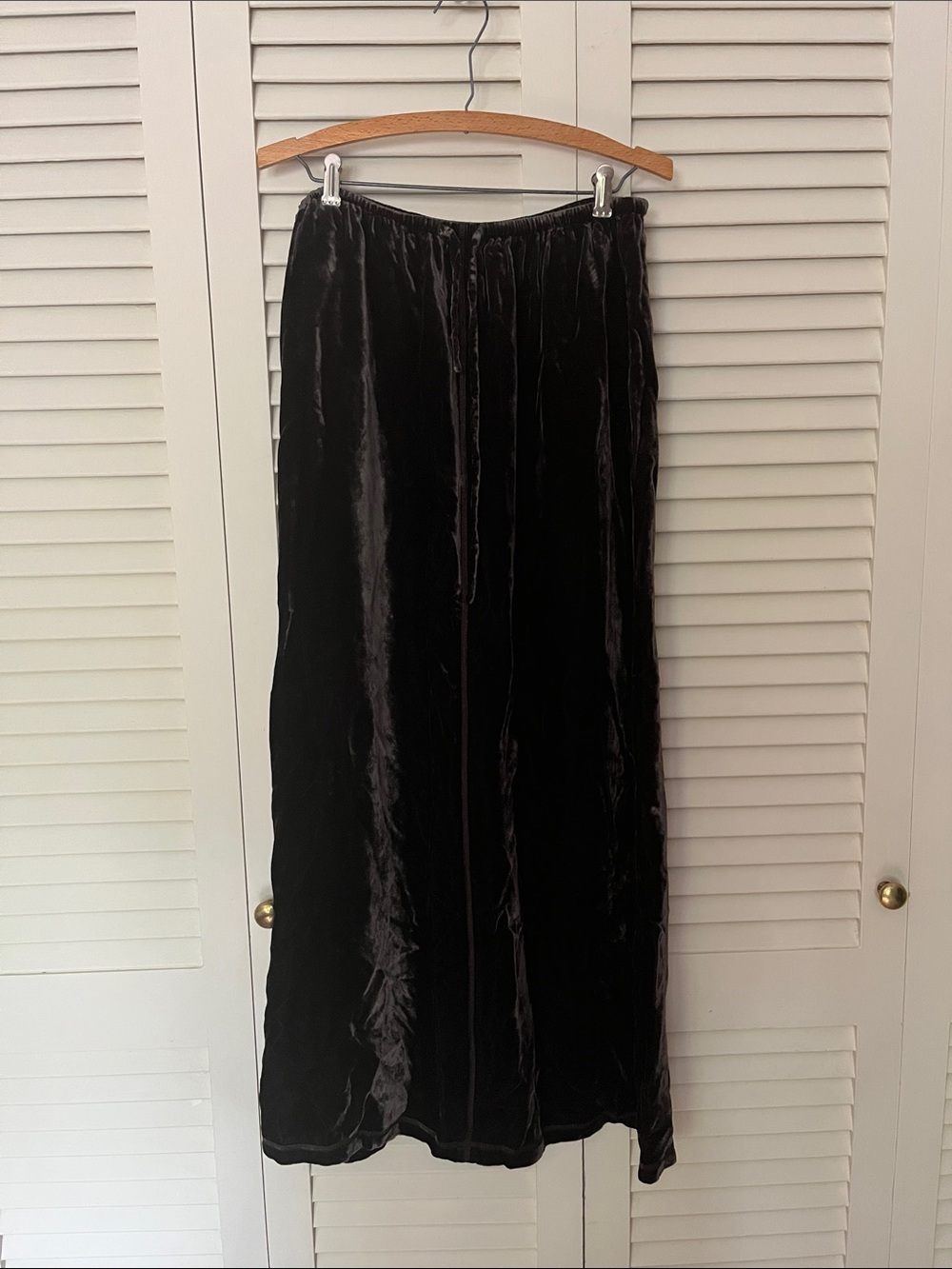 J. Jill Brown Velvet Maxi Skirt with Elastic Waist